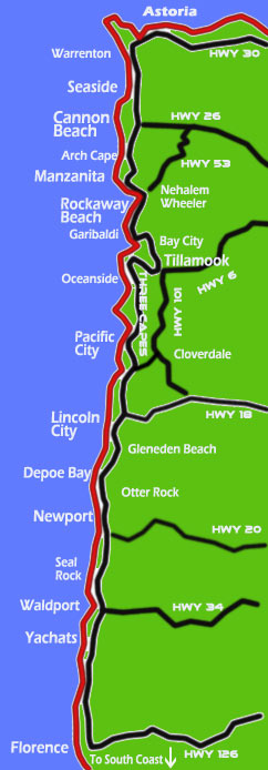Oregon Coast Map And Mileage Chart Map Of Oregon Coast And Miles