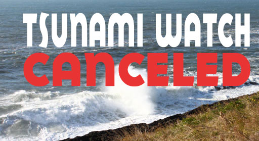 Tsunami Watch for Oregon Coast Canceled