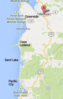 Three Capes Tour , Oregon Coast map