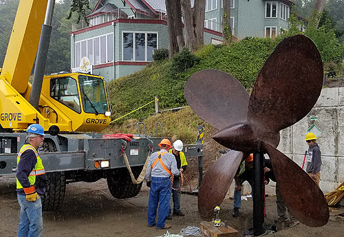 The propeller is from the C.W. Pasley, a World War II era concrete-hulled liberty ship